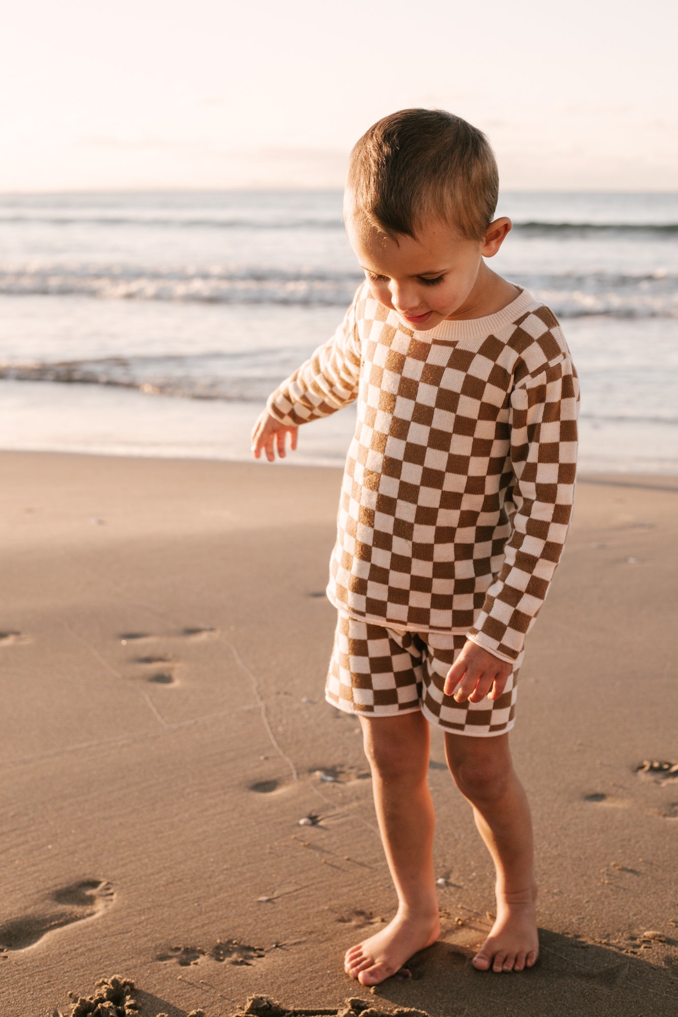Birch Checkerboard Knitted Shorts